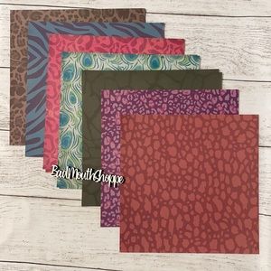 12x12 Scrapbook Paper Lot Animal Prints Zebra Peacock Cheetah Leopard Tiger 2